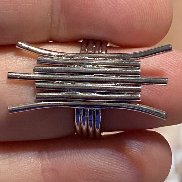 Modernist Ring Size 6 Handcrafted Sterling Silver - Picture 1 of 8